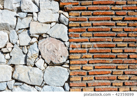 brick wall background, vintage facade of house. brick wall background, vintage facade of house. 42359899