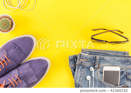 Overhead view of woman casual outfit 42360282