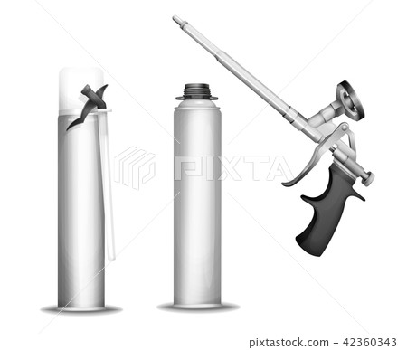 Construction foam bottle illustration of 3D isolated realistic PU foam sprayer gun mockup model Construction foam bottle illustration of 3D isolated realistic PU foam sprayer gun mockup model 42360343