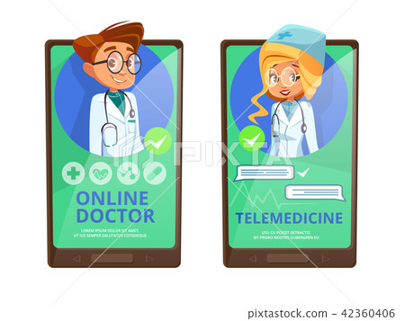 Online doctor telemedicine cartoon 42360406