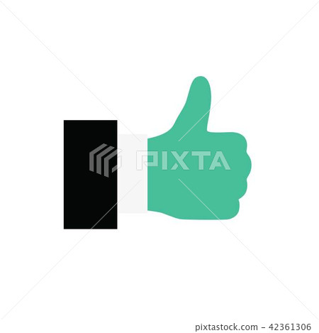 Hand Thumb Up icon flat. Illustration isolated on white background. 42361306