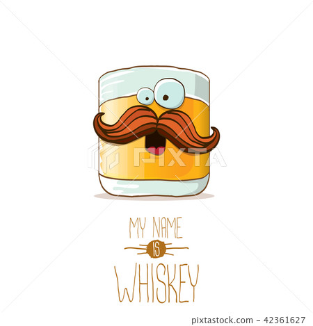 vector funny whiskey glass character isolated on white background. My name is whiskey vector concept 42361627