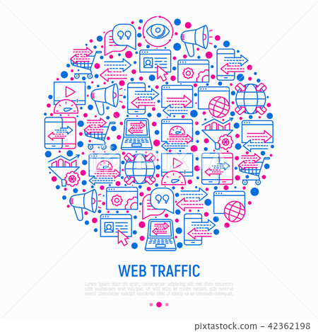 Web traffic concept in circle with thin line icons 42362198