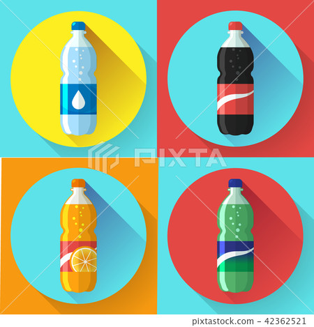 set of pictures plastic bottle of coca cola, sprite, fantasy orange soda Flat vector illustration set of pictures plastic bottle of coca cola, sprite, fantasy orange soda Flat vector illustration 42362521