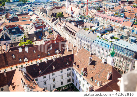 View from St. Stephen's Cathedral over Stephansplatz square in Vienna, capital of Austria on sunny 42362916