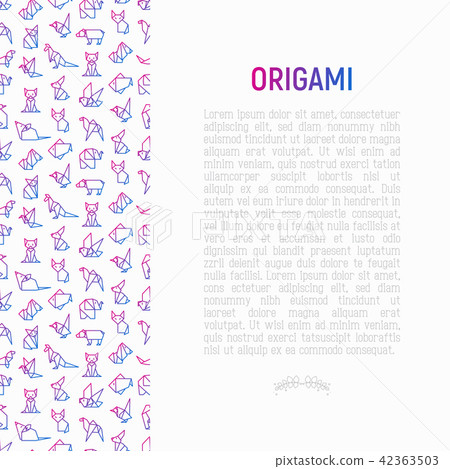 Origami concept with thin line icons 42363503