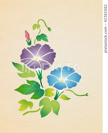Morning glory woodblock print style Morning glory woodblock print style 42365882