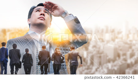 Double exposure - Business Leader and Team. 42366241
