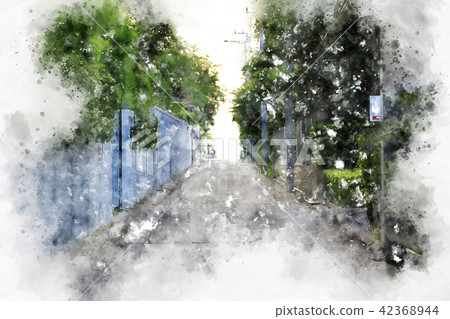 wave sea sunrise watercolor painting background. 42368944