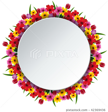 illustration of Round frame with flowers illustration of Round frame with flowers 42369436