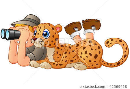 illustration of Boy with binoculars and animal 42369438