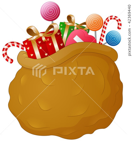 illustration of Brown Sack Santa Claus with gifts 42369440