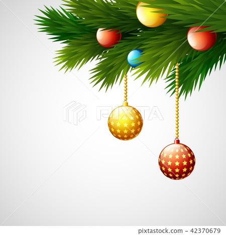 Christmas decoration with balls and fir branches - Stock Illustration ...