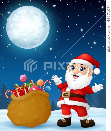 Santa Claus presenting sack full of gifts - Stock Illustration ...