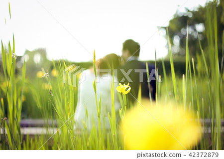 A man and a woman leaning on the shoulder A man and a woman leaning on the shoulder 42372879