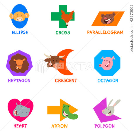 geometric shapes with funny animal characters geometric shapes with funny animal characters 42373062