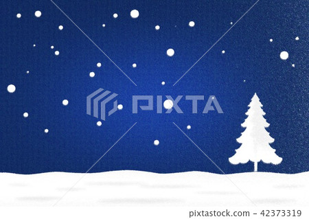 Drawing chalk of white pine tree snow with blue 42373319