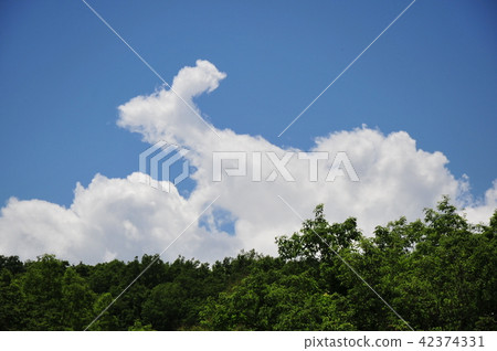 Rabbit-shaped snow clouds Blue sky and snow clouds Blue sky and rabbit clouds Rabbit-shaped snow clouds Blue sky and snow clouds Blue sky and rabbit clouds 42374331
