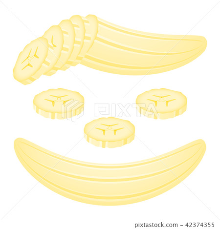 Banana slices isolated on white 42374355