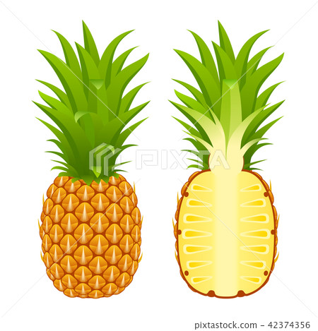 Pineapple and half on white 42374356