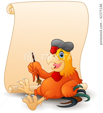 Illustration of Cartoon rooster with blank banner Illustration of Cartoon rooster with blank banner 42375186