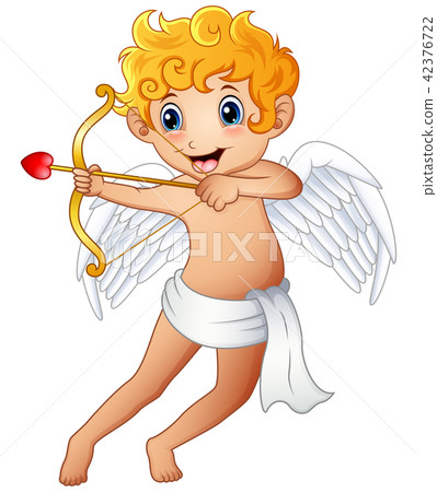 Cartoon little cupid shoot a bow 42376722