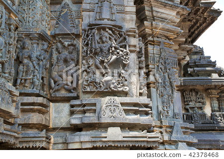 Ornate wall panel Chennakesava temple, Belur 42378468