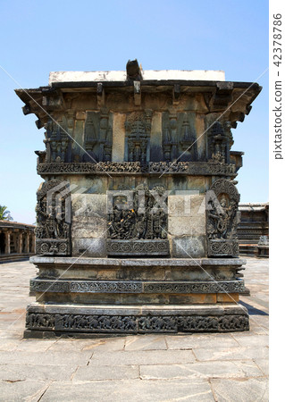 Ornate wall panel reliefs depicting Hindu deities 42378786