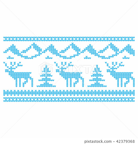 Knitting. Christmas vector. Deers and snow. 42379368
