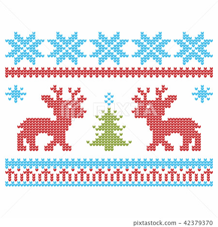 Knitting. Christmas vector. Deers and snow. 42379370