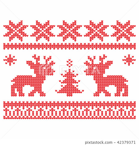 Knitting. Christmas vector. Deers and snow. Knitting. Christmas vector. Deers and snow. 42379371
