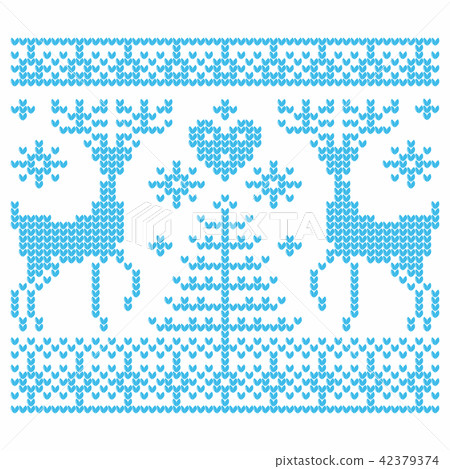 Knitting. Christmas vector. Deers and snow. Knitting. Christmas vector. Deers and snow. 42379374