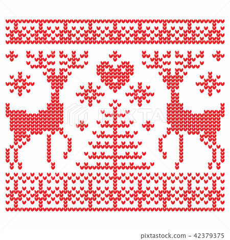 Knitting. Christmas vector. Deers and snow. Knitting. Christmas vector. Deers and snow. 42379375