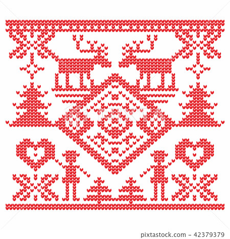 Knitting. Christmas vector. Deers and snow. Knitting. Christmas vector. Deers and snow. 42379379