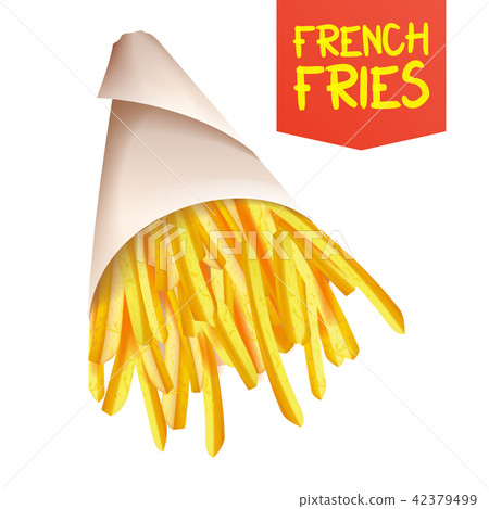 French Fries Potatoes Vector. ast Food Icons Potato. Full Paper Bag, Cone. Isolated Realistic French Fries Potatoes Vector. ast Food Icons Potato. Full Paper Bag, Cone. Isolated Realistic 42379499