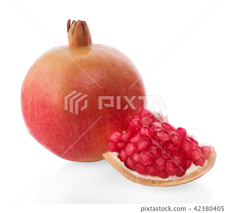 Ripe pomegranate fruit isolated on white  42380405