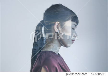 Female portrait multiple exposure Female portrait multiple exposure 42380593