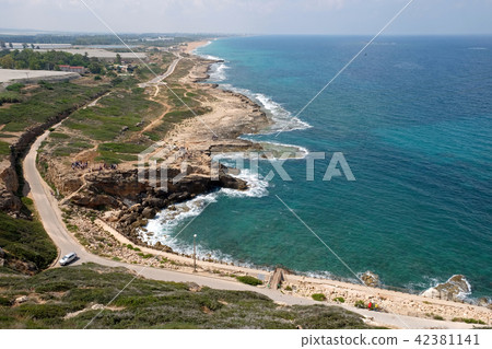 Coast of Mediterranean Sea in Rosh Hanikra area 42381141