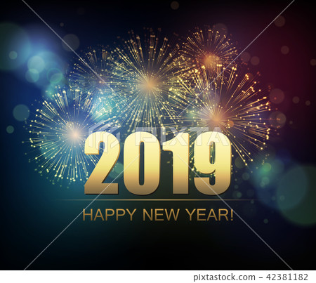 Vector Holiday Fireworks Background. Happy New Year 42381182