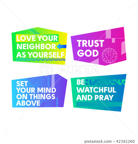 A set of bright colored Christian banners 42381260