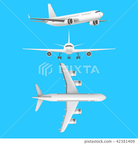 Realistic Detailed 3d Plane Set. Vector 42381409