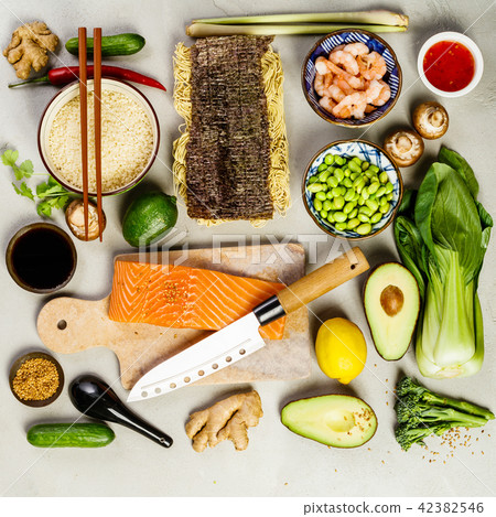 Asian food background Asian food background 42382546