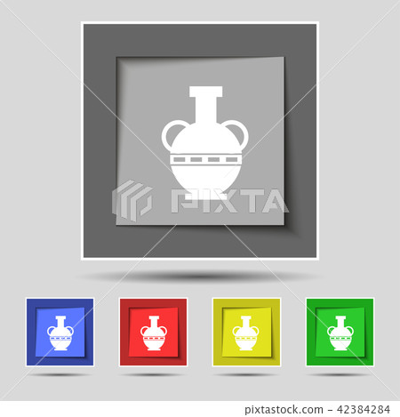 Amphora icon sign on original five colored buttons 42384284