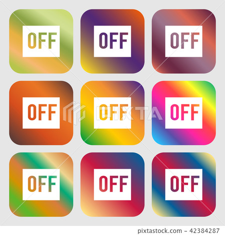 OFF icon . Nine buttons with bright gradients for OFF icon . Nine buttons with bright gradients for 42384287