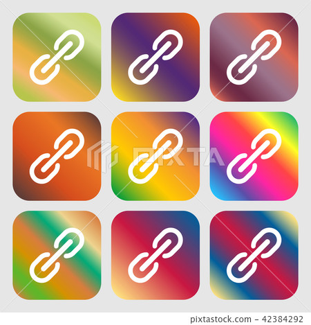 Chain Icon sign. Nine buttons with bright gradient Chain Icon sign. Nine buttons with bright gradient 42384292
