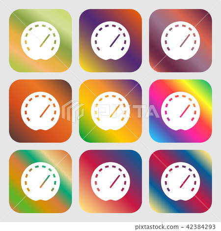 speedometer Icon . Nine buttons with bright gradie speedometer Icon . Nine buttons with bright gradie 42384293