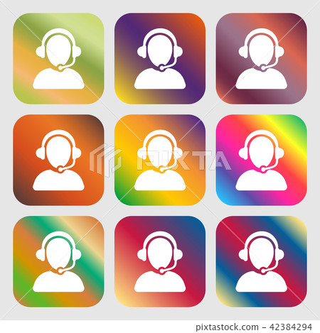 Customer support icon sign. Nine buttons with brig Customer support icon sign. Nine buttons with brig 42384294
