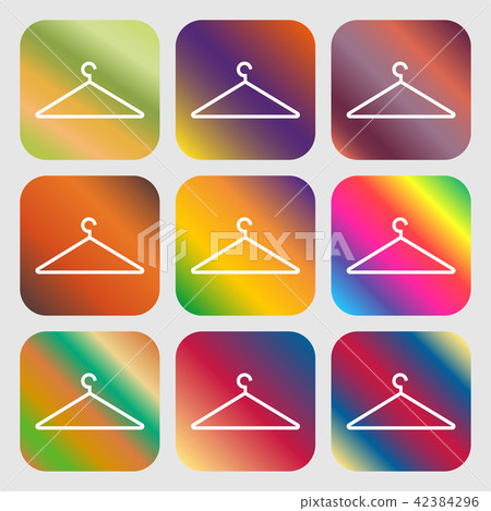 Clothes Hanger icon . Nine buttons with bright gra Clothes Hanger icon . Nine buttons with bright gra 42384296