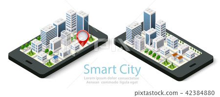 3d map isometric city 42384880