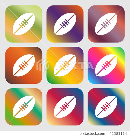 American Football icon . Nine buttons with bright 42385114